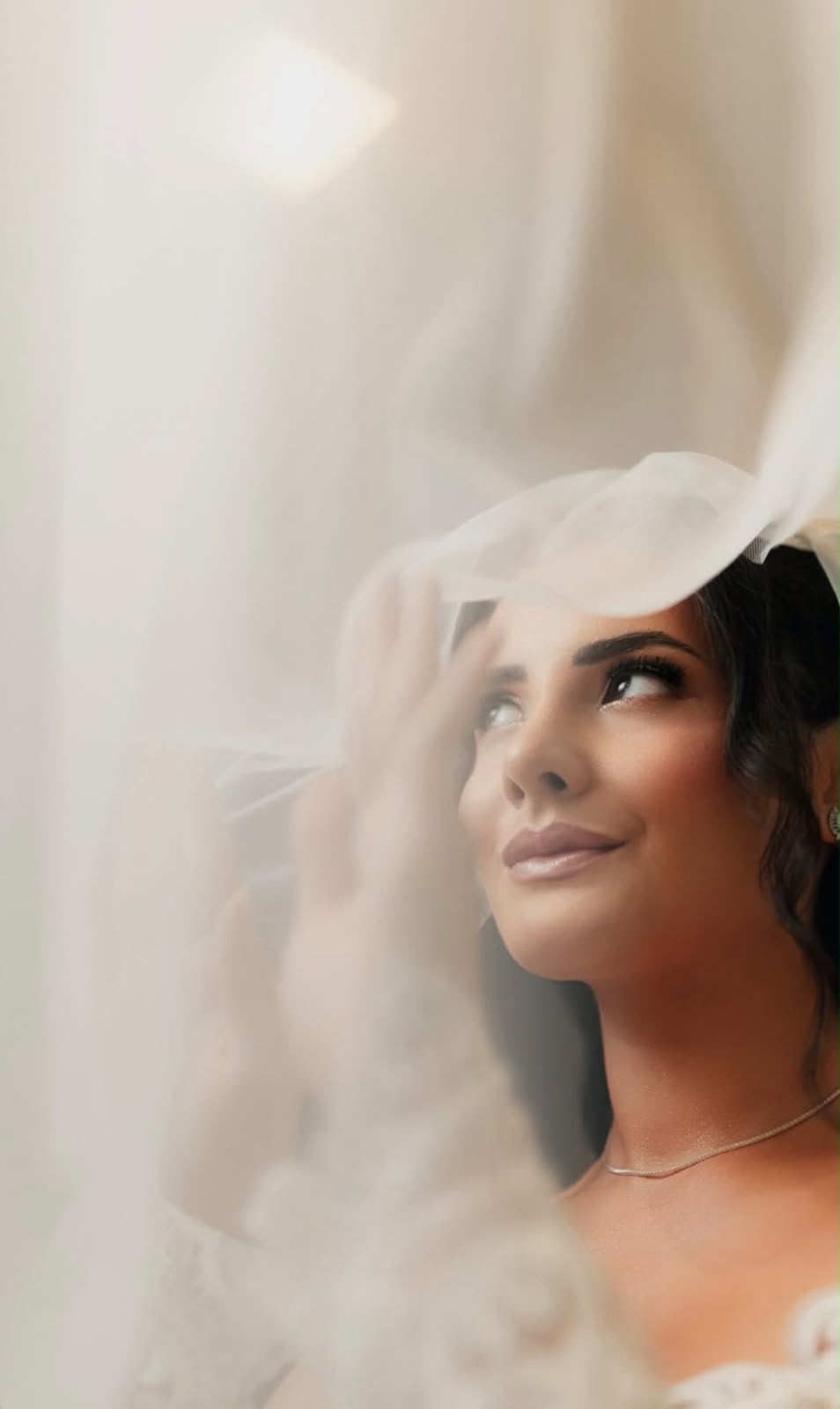 Noiva com véu em luz natural